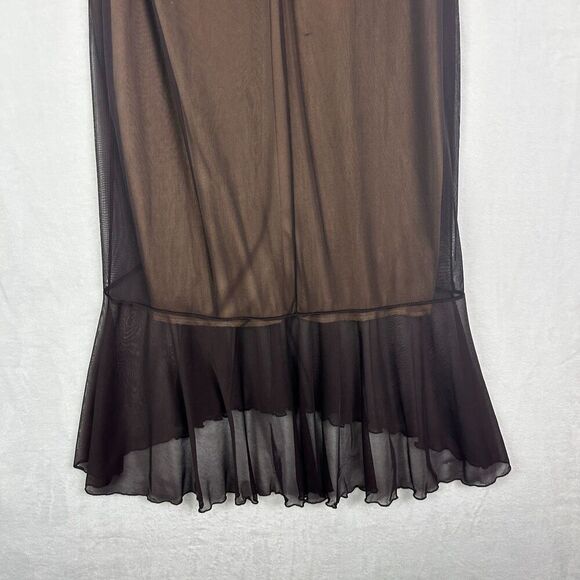 Vintage Y2k Mesh Overlay Midi Dress Size Medium Whimsigoth Gunge Fairy Hi Low - Picture 5 of 7